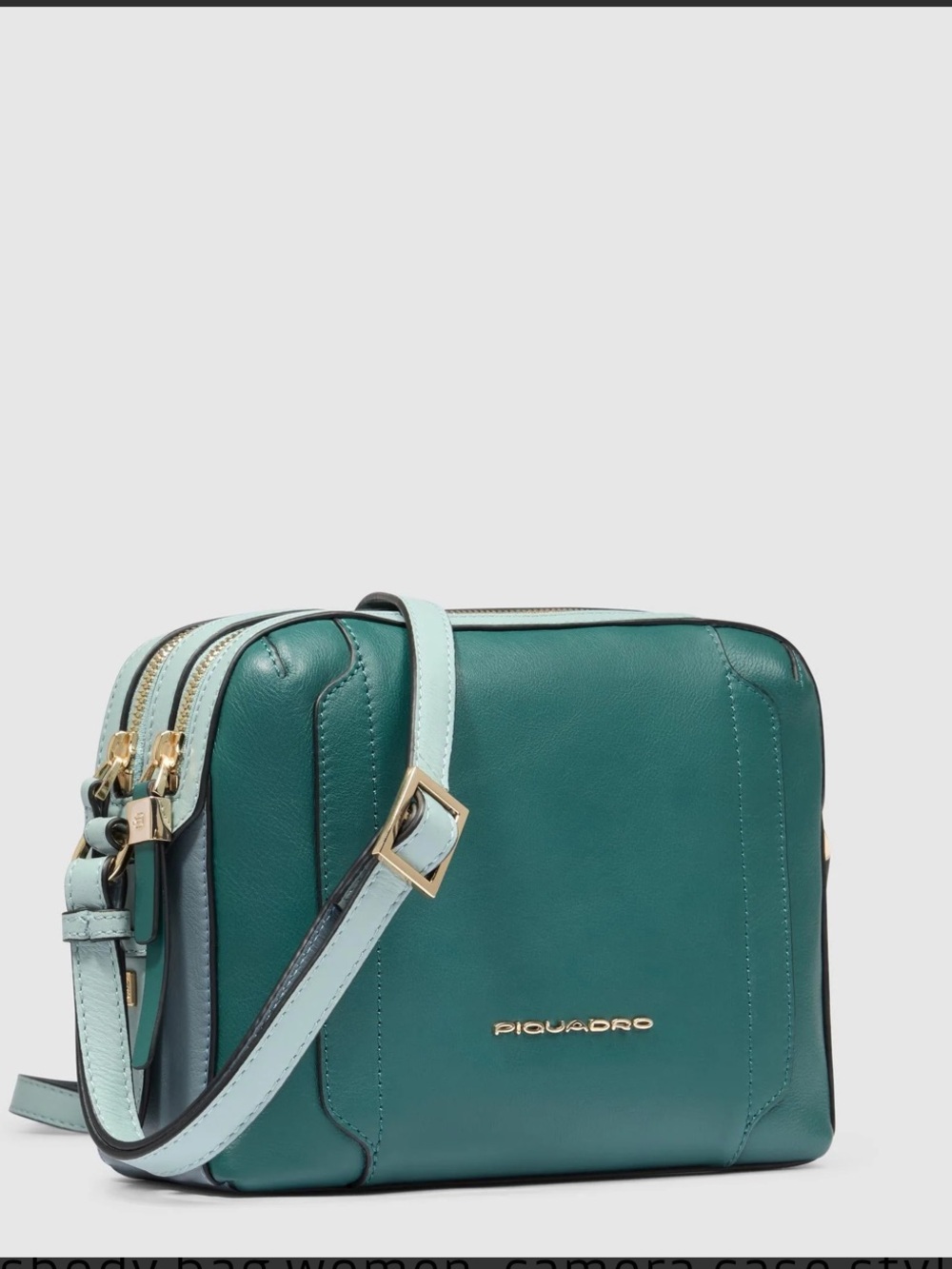 Piquadro Teal Leather Crossbody Bag